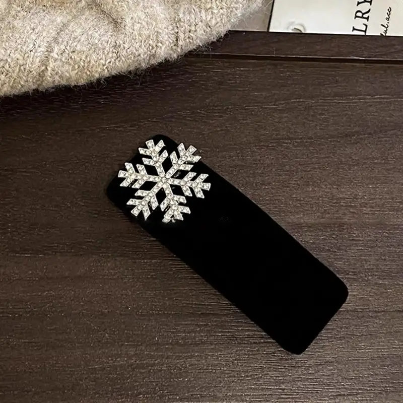 Black Velvet Snowflake Hairpin for Women — feature 5