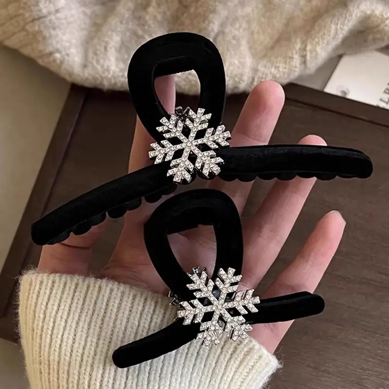 Black Velvet Snowflake Hairpin for Women — feature 9