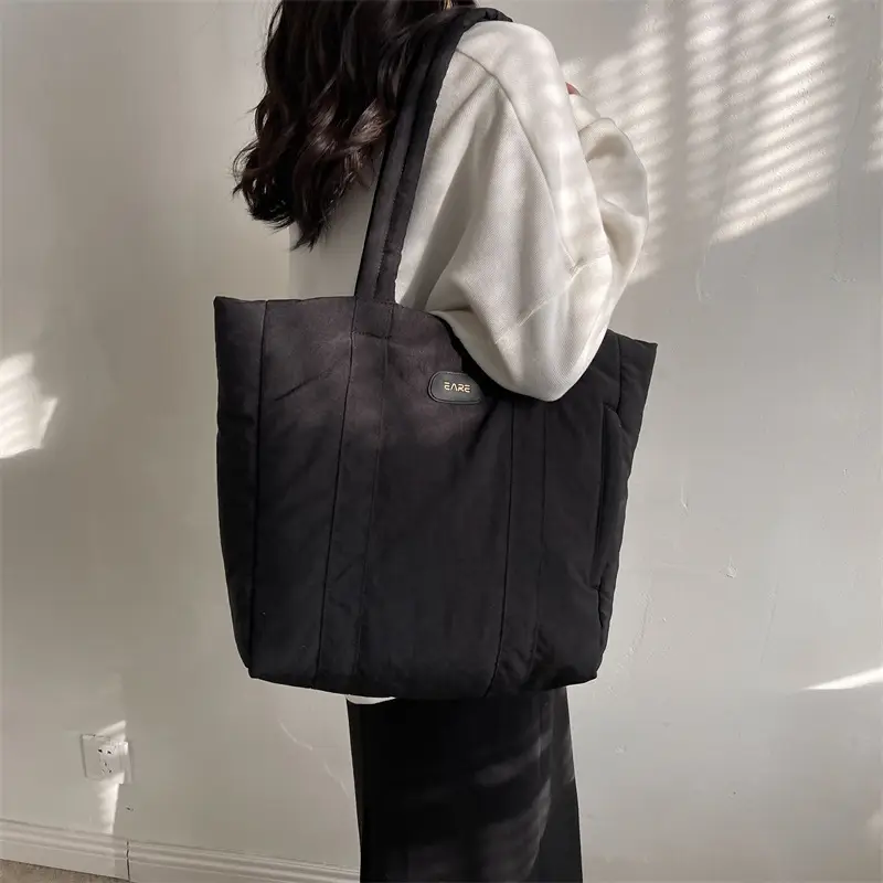 Black Canvas Tote Bag for Women Commuter Student - Image 6