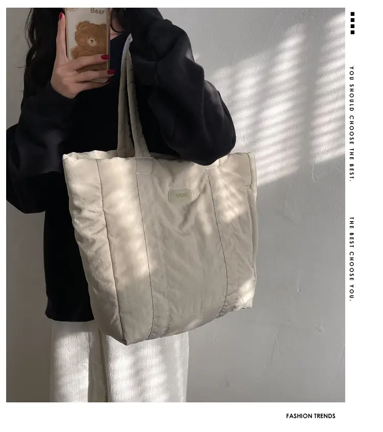 Black Canvas Tote Bag for Women Commuter Student — feature 1