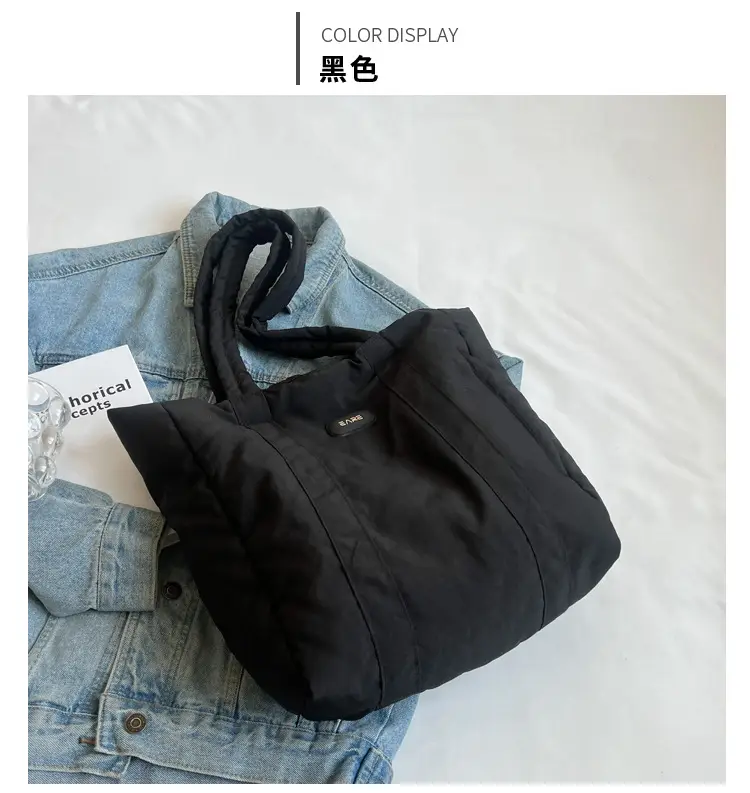 Black Canvas Tote Bag for Women Commuter Student — feature 12