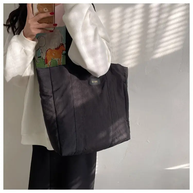 Black Canvas Tote Bag for Women Commuter Student — feature 13
