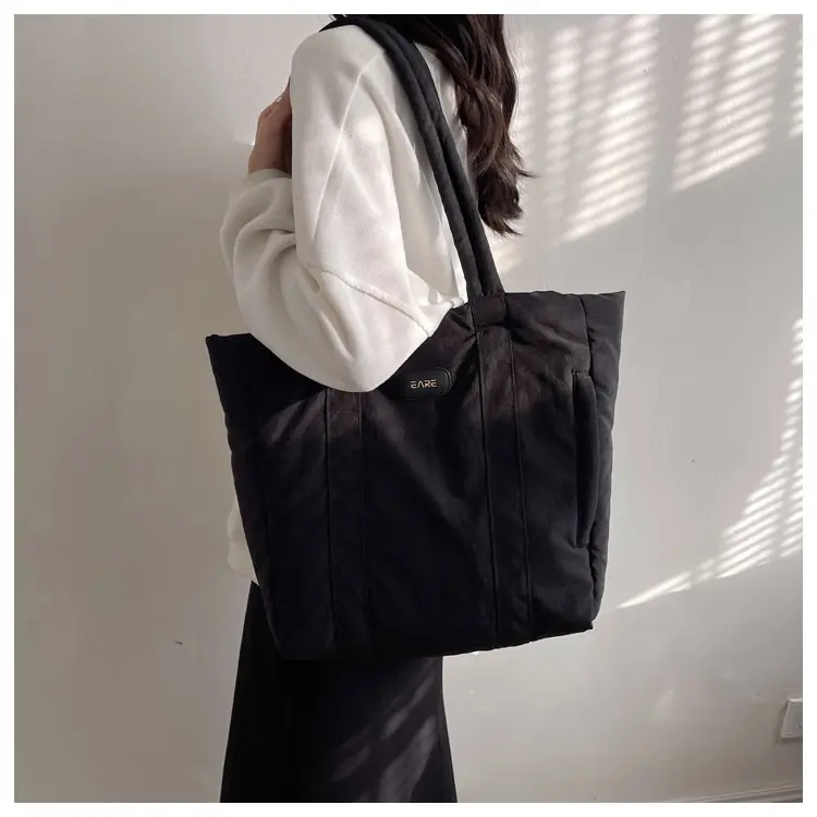 Black Canvas Tote Bag for Women Commuter Student — feature 17