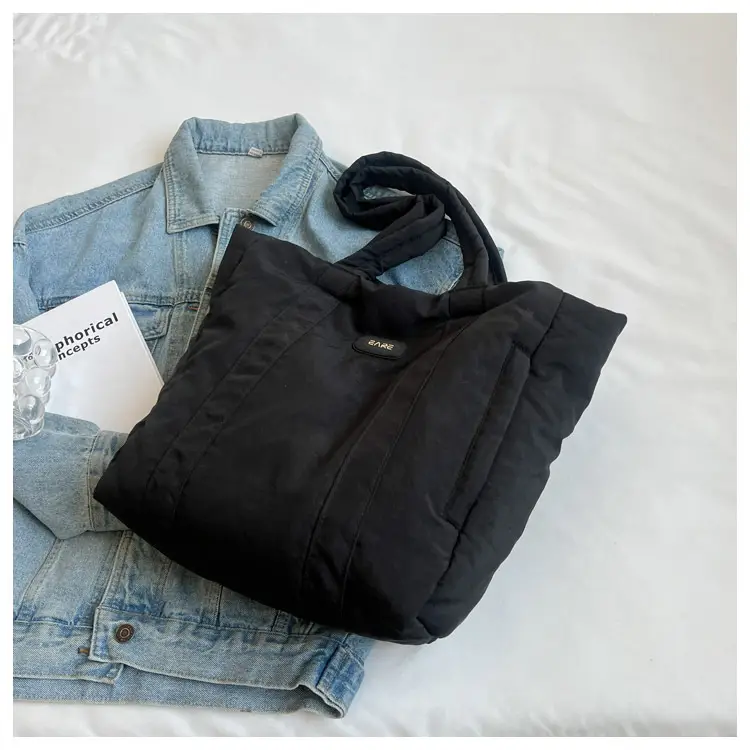 Black Canvas Tote Bag for Women Commuter Student — feature 33