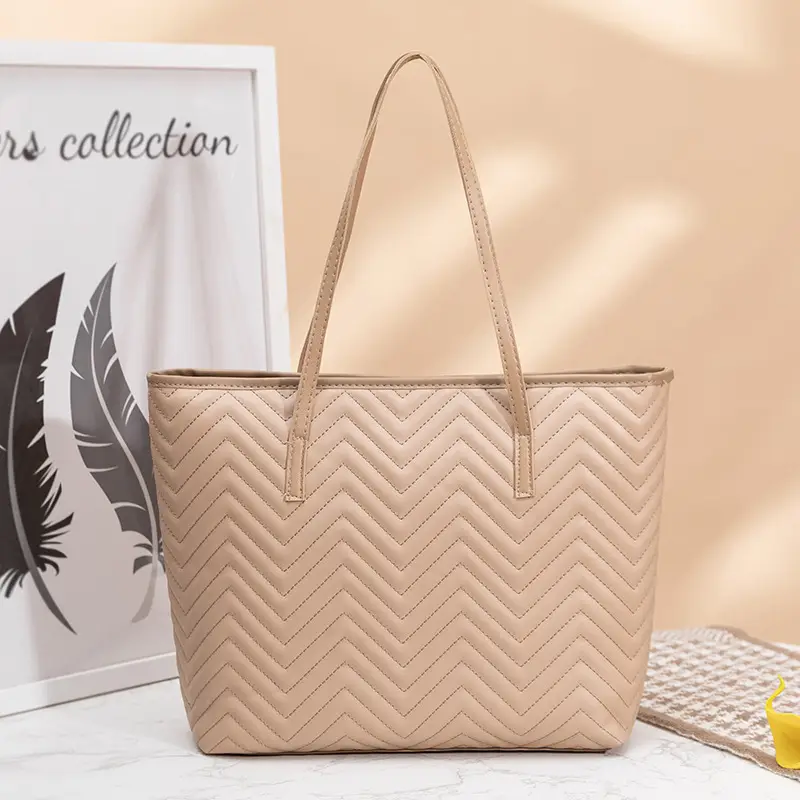 Women's Embroidered Water Ripple Tote Bag Large Capacity - Image 4