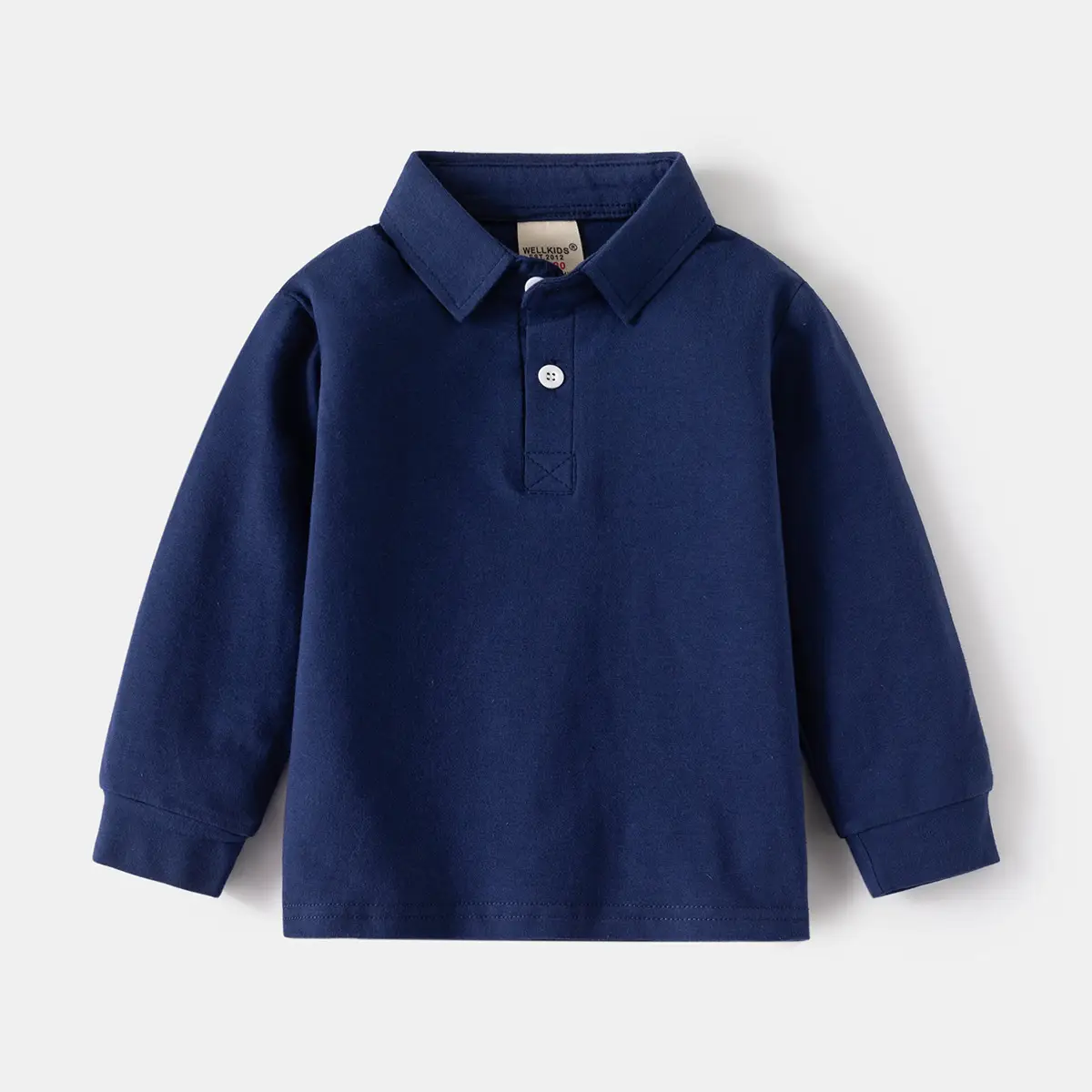 Navy blue solid color Long Sleeve POLO