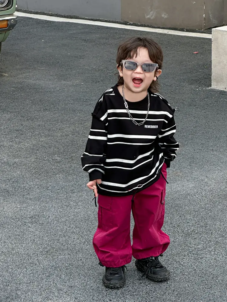 Kids Striped Long Sleeve T-Shirt Set for Boys 2026 - Image 3