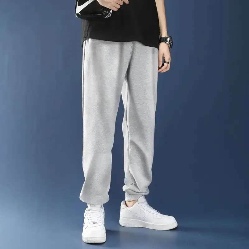 Men Grey Sweatpants Spring Autumn Loose Pants Large - Image 3