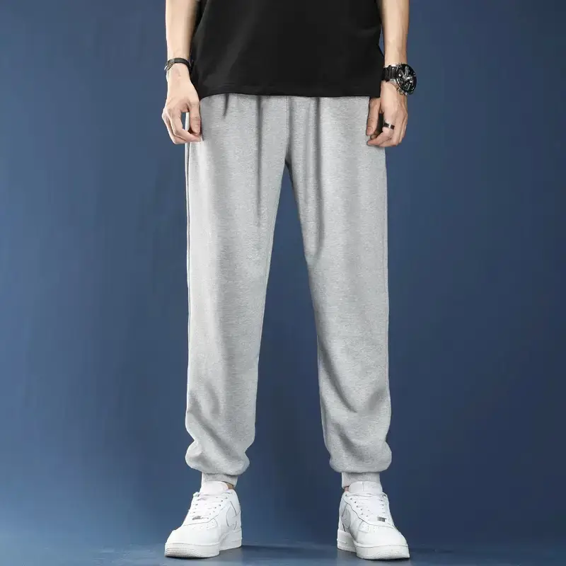 Men Grey Sweatpants Spring Autumn Loose Pants Large - Image 4