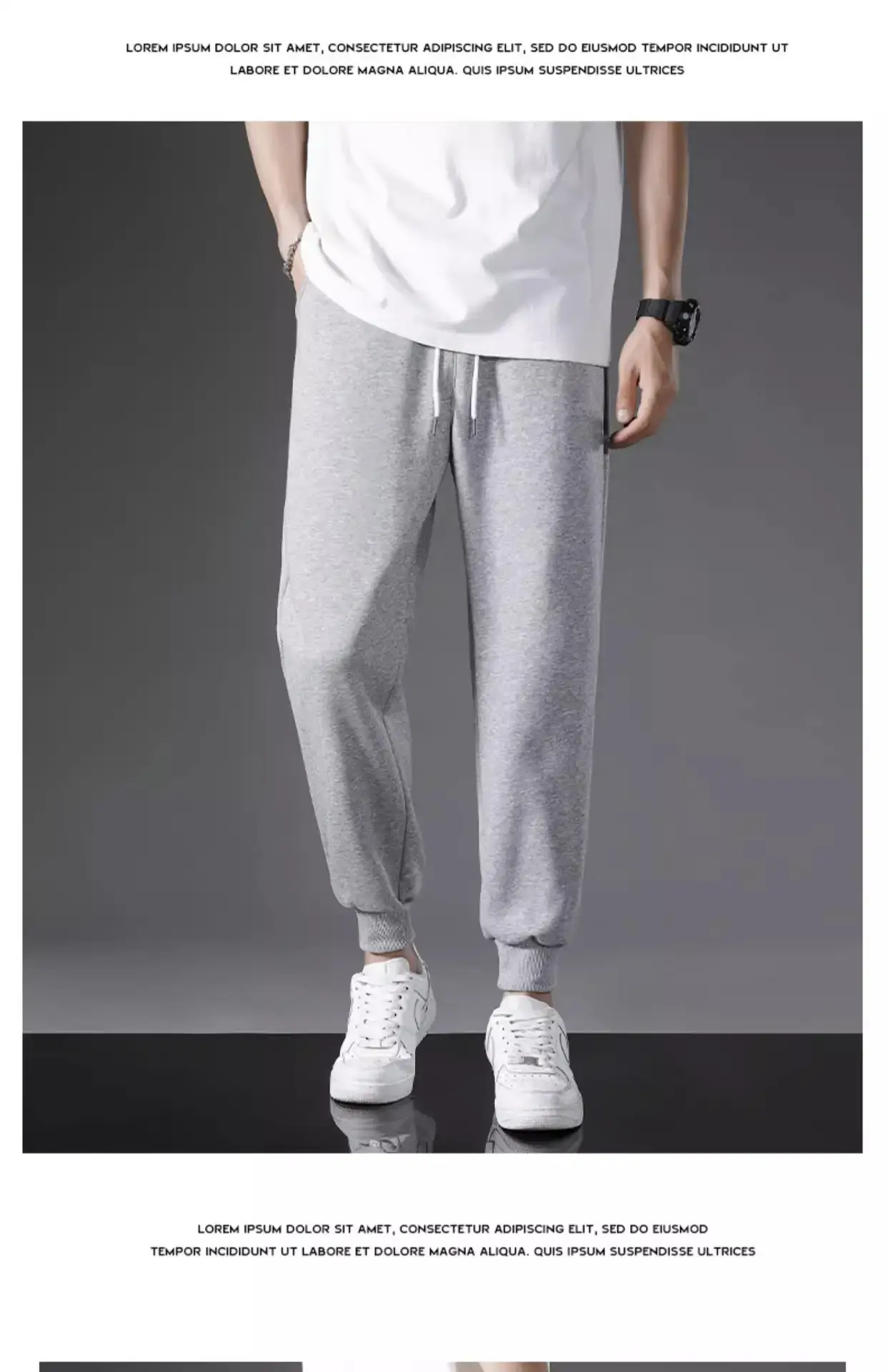 Men Grey Sweatpants Spring Autumn Loose Pants Large — feature 10
