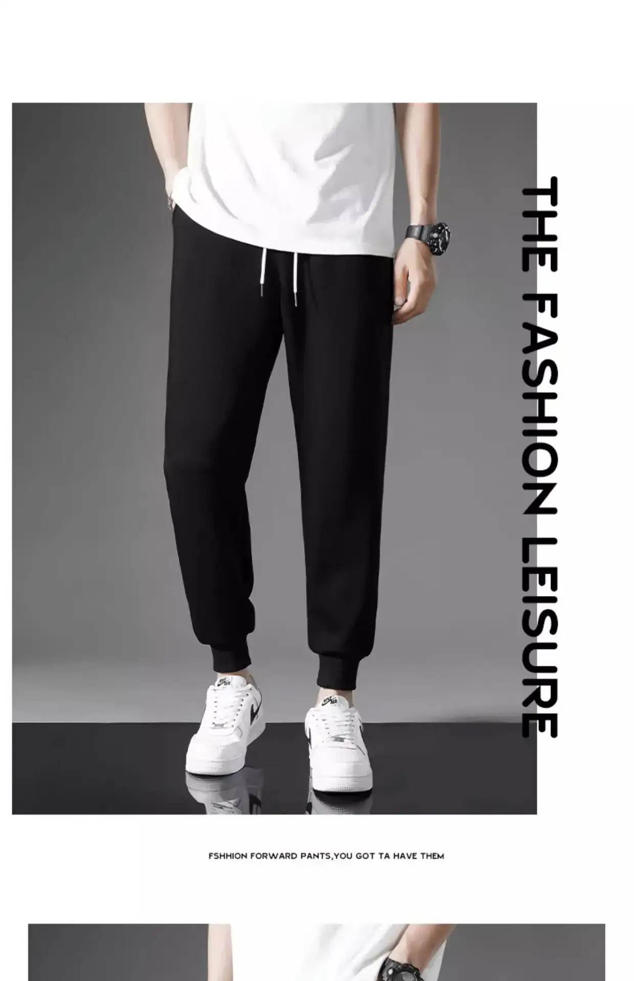 Men Grey Sweatpants Spring Autumn Loose Pants Large — feature 12