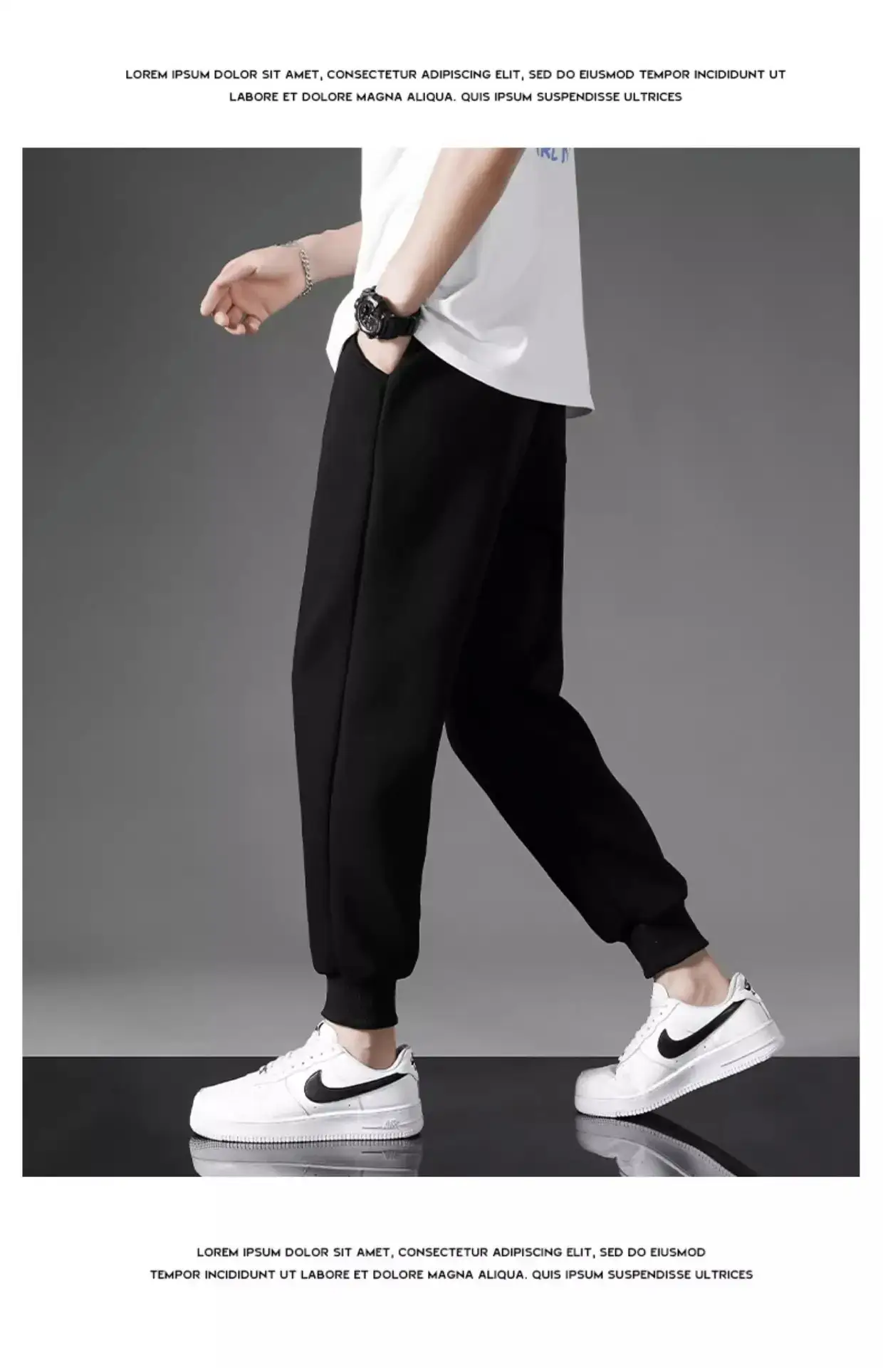 Men Grey Sweatpants Spring Autumn Loose Pants Large — feature 14