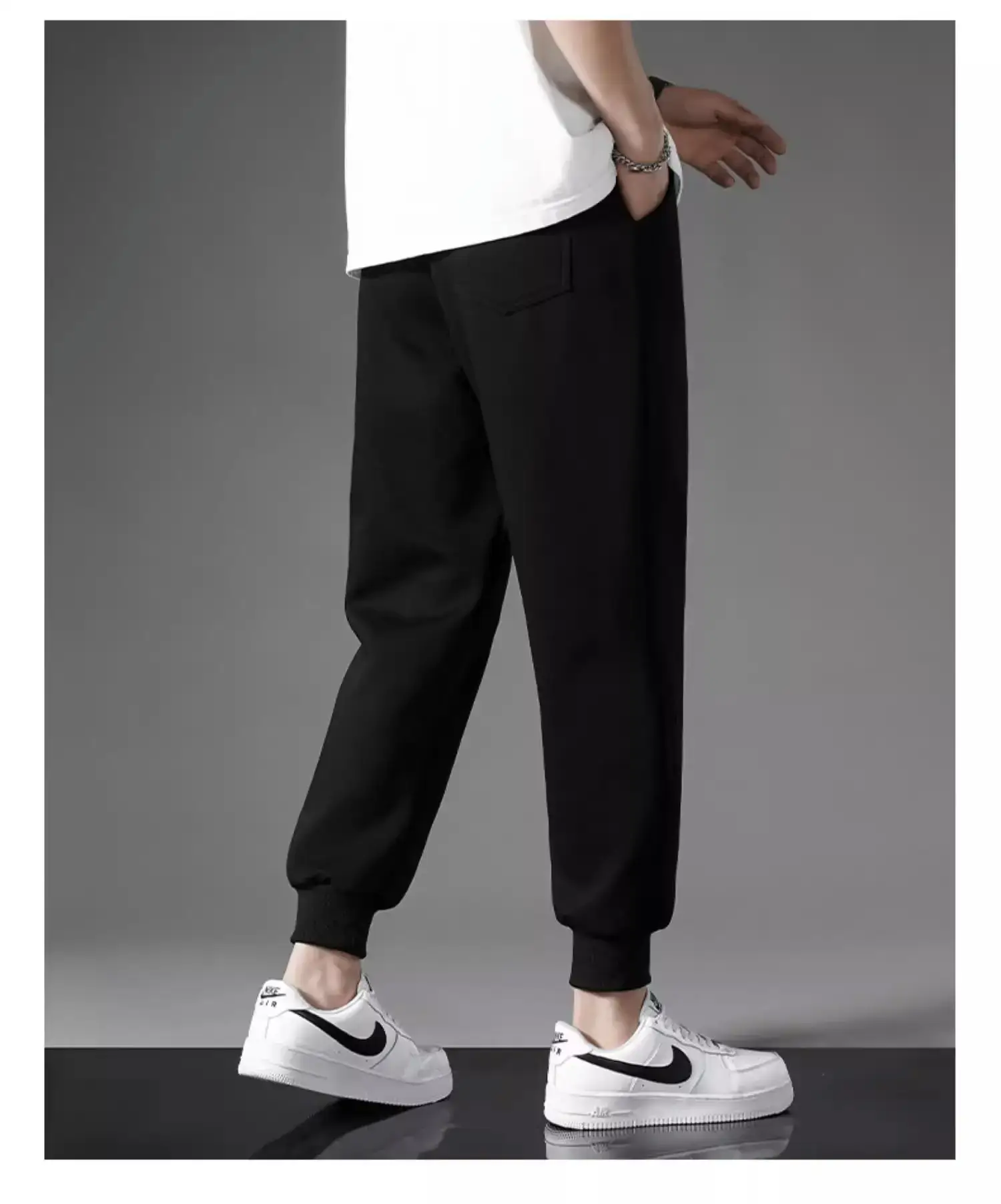 Men Grey Sweatpants Spring Autumn Loose Pants Large — feature 15