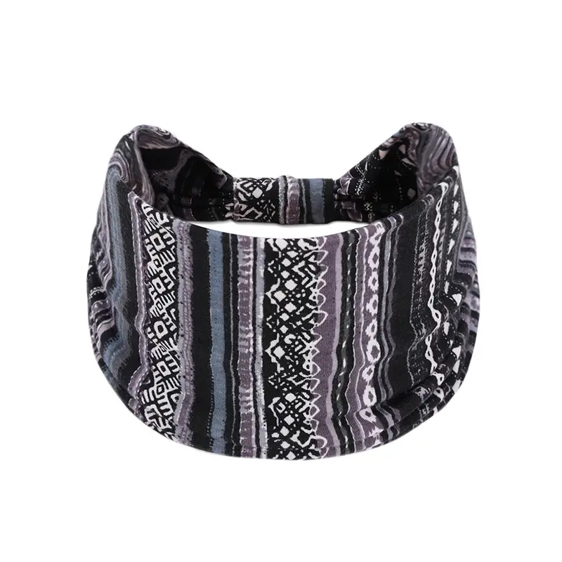 European and American bohemian sports hair band cashew yoga antiperspirant sweat absorbent elastic cotton headband women's headdress hair accessories - Image 27
