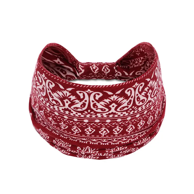 European and American bohemian sports hair band cashew yoga antiperspirant sweat absorbent elastic cotton headband women's headdress hair accessories - Image 28