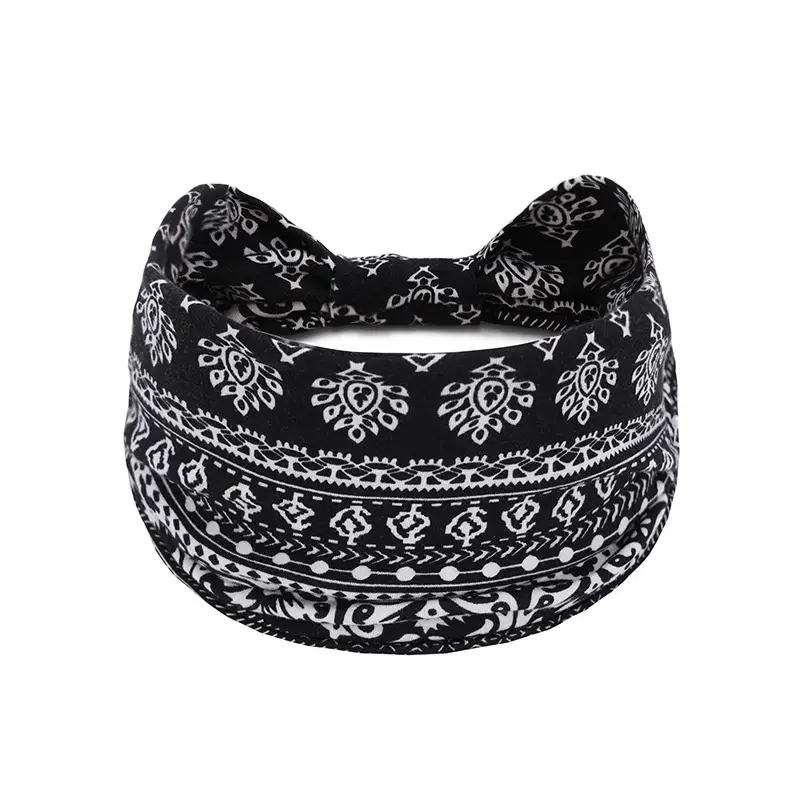 European and American bohemian sports hair band cashew yoga antiperspirant sweat absorbent elastic cotton headband women's headdress hair accessories - Image 30
