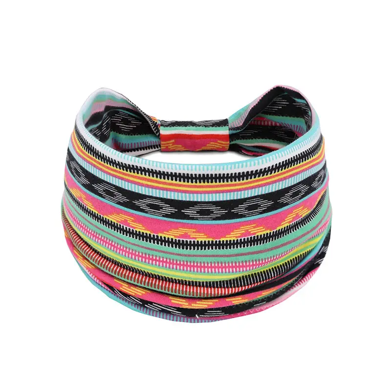 European and American bohemian sports hair band cashew yoga antiperspirant sweat absorbent elastic cotton headband women's headdress hair accessories - Image 37
