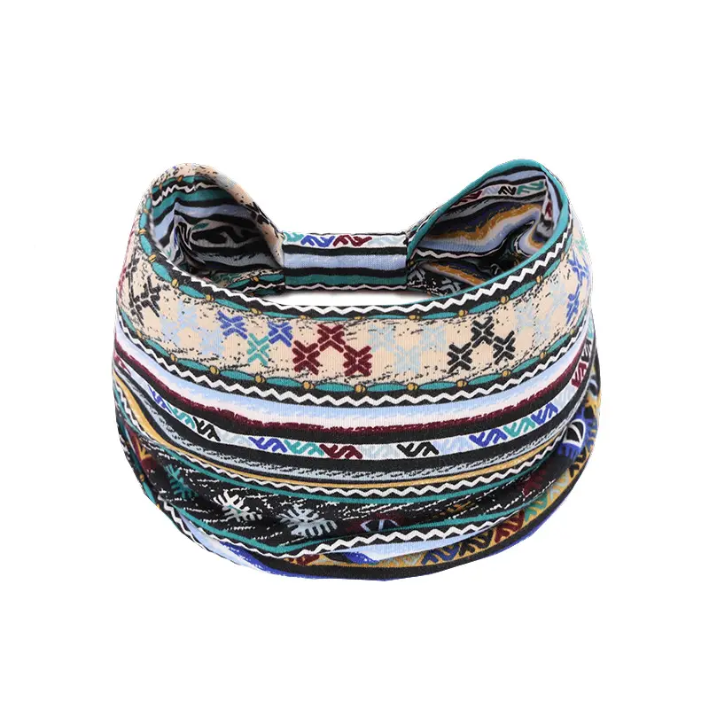 European and American bohemian sports hair band cashew yoga antiperspirant sweat absorbent elastic cotton headband women's headdress hair accessories - Image 44