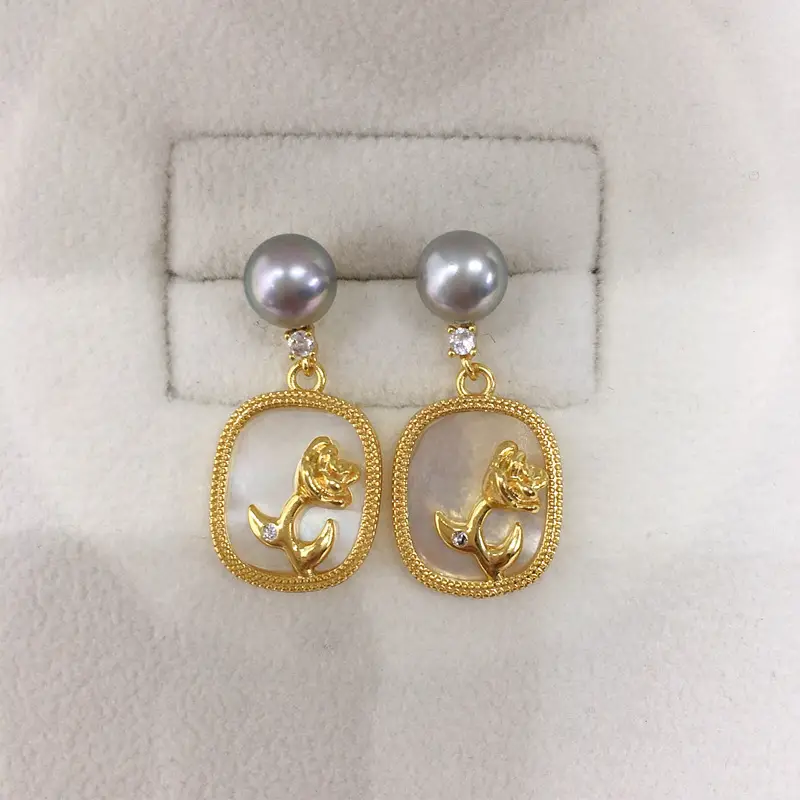 Natural Pearl Earrings for Women 18K Gold Filled Sea Shell Design - Image 5