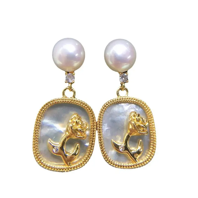 Natural Pearl Earrings for Women 18K Gold Filled Sea Shell Design - Image 7