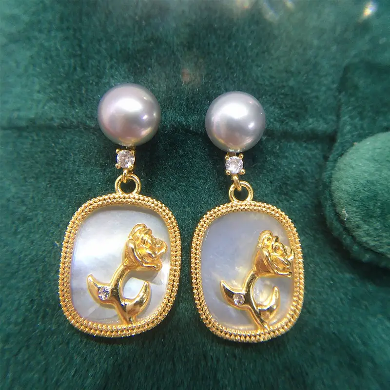 Natural Pearl Earrings for Women 18K Gold Filled Sea Shell Design — feature 10