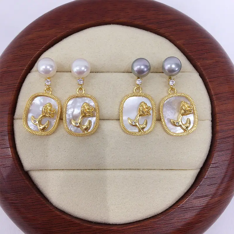 Natural Pearl Earrings for Women 18K Gold Filled Sea Shell Design — feature 2