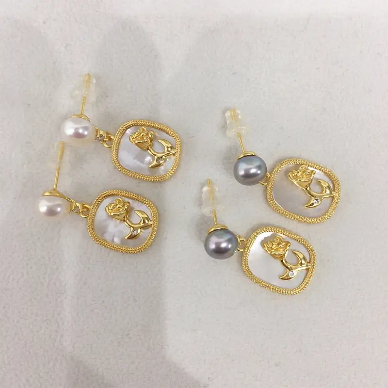 Natural Pearl Earrings for Women 18K Gold Filled Sea Shell Design — feature 7