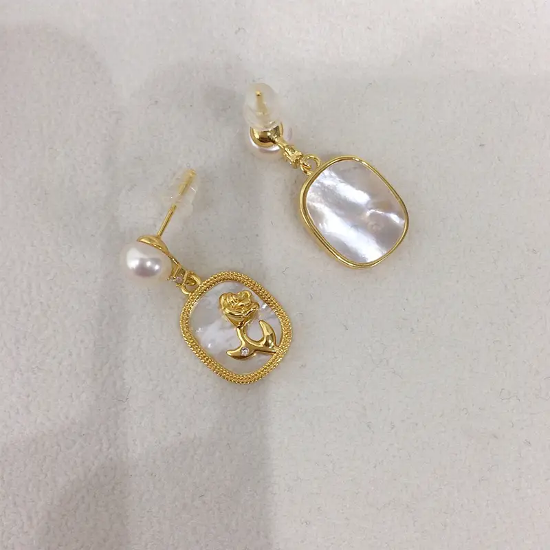 Natural Pearl Earrings for Women 18K Gold Filled Sea Shell Design — feature 8