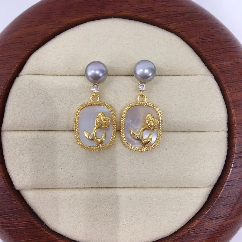 Natural Pearl Earrings for Women 18K Gold Filled Sea Shell Design - Image 2