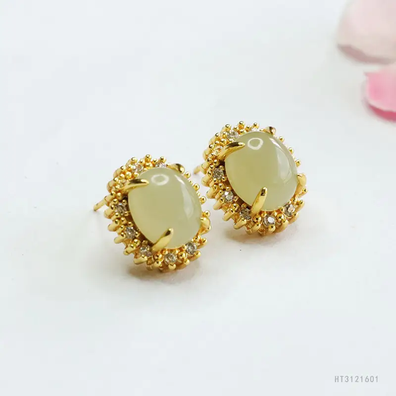 Guan Yu Jade Earrings Clear Water Material Women - Image 3