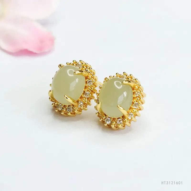 Guan Yu Jade Earrings Clear Water Material Women - Image 4