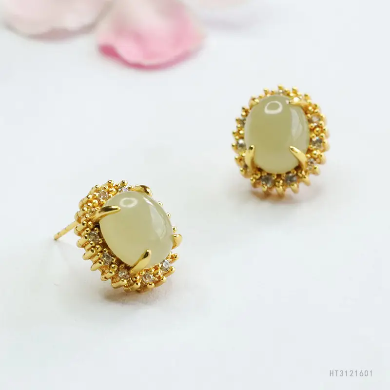Guan Yu Jade Earrings Clear Water Material Women - Image 5