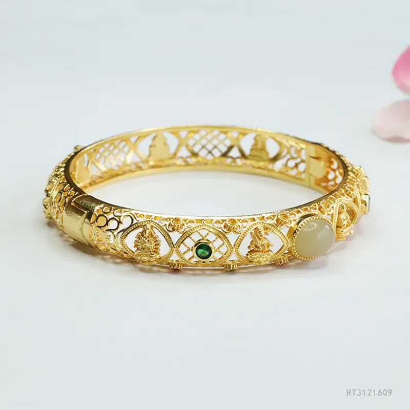 Guan Yu Jade Bracelet Eight Guardian Gods Clear Water Material