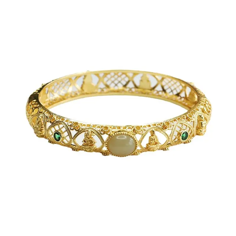 Guan Yu Jade Bracelet Eight Guardian Gods Clear Water Material