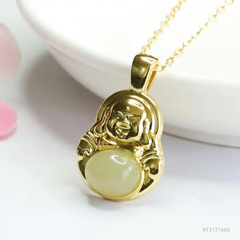 Guan Yu Buddha Pendant Clear Hetian Jade Necklace - Image 3