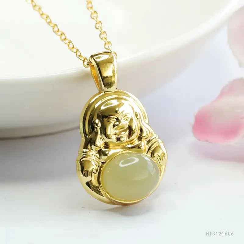 Guan Yu Buddha Pendant Clear Hetian Jade Necklace - Image 4