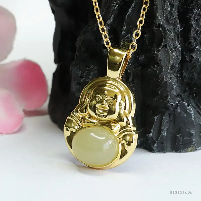 Guan Yu Buddha Pendant Clear Hetian Jade Necklace - Image 5