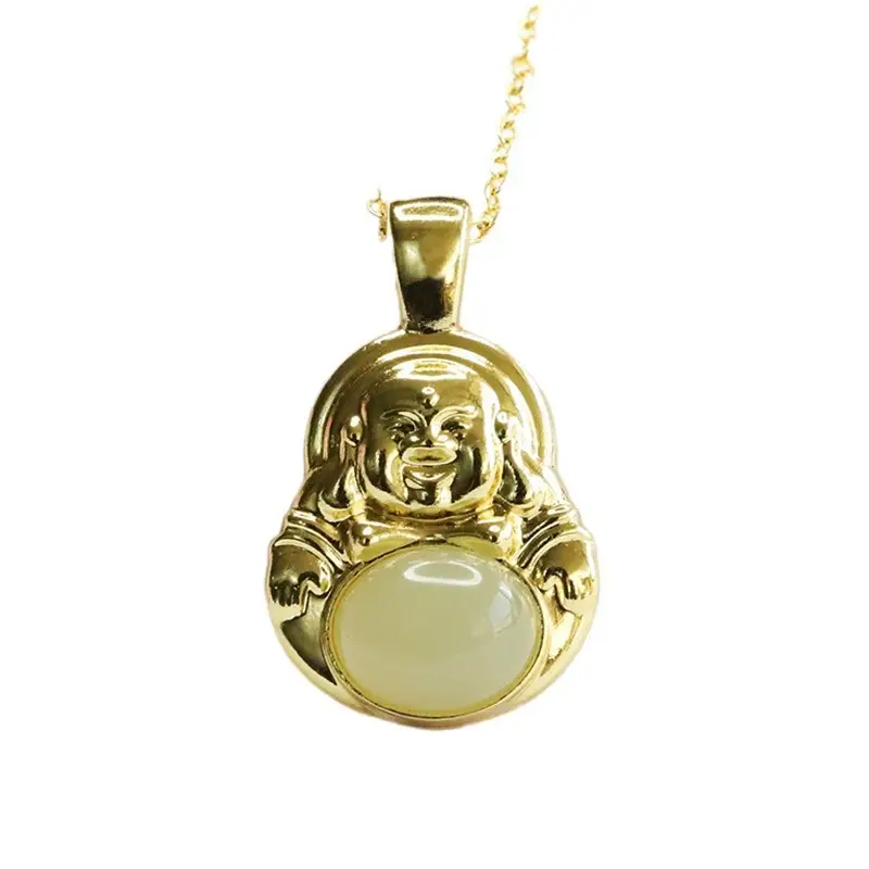 Guan Yu Buddha Pendant Clear Hetian Jade Necklace - Image 6
