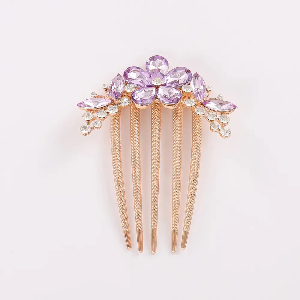 Korean Style Crystal Rhinestone Hairpin Five-Tooth Comb - Image 2