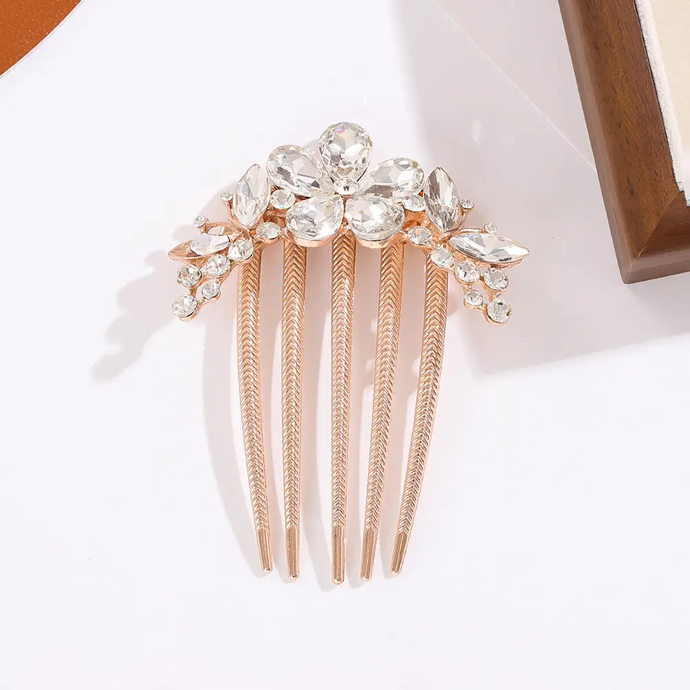 Korean Style Crystal Rhinestone Hairpin Five-Tooth Comb - Image 4