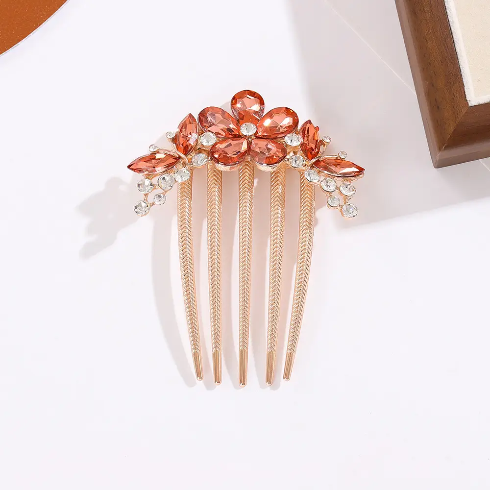 Korean Style Crystal Rhinestone Hairpin Five-Tooth Comb - Image 5