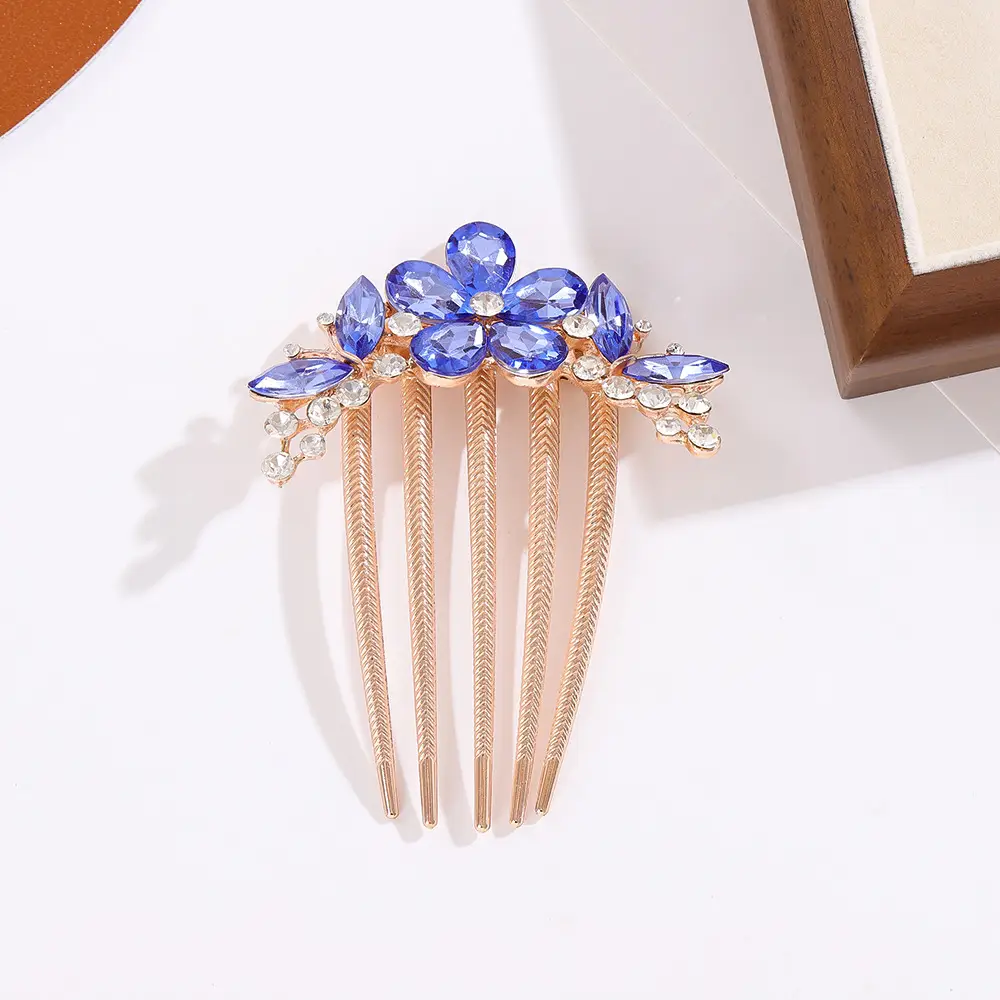 Korean Style Crystal Rhinestone Hairpin Five-Tooth Comb — feature 8