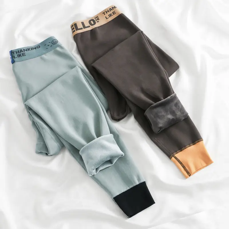 A generation of men's fleece-lined thickened warm pants winter leggings youth velvet pants men's autumn pants P042