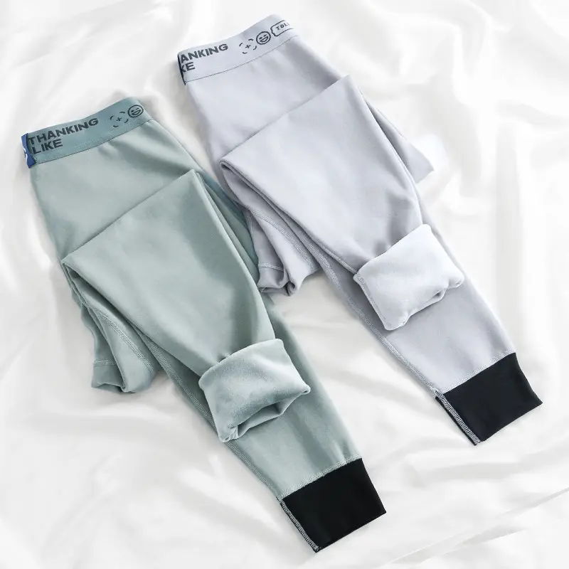 A generation of men's fleece-lined thickened warm pants winter leggings youth velvet pants men's autumn pants P042