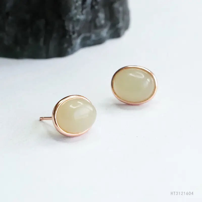 Guan Yu S925 Silver Hetian Jade Earrings Clear Water Drop - Image 5