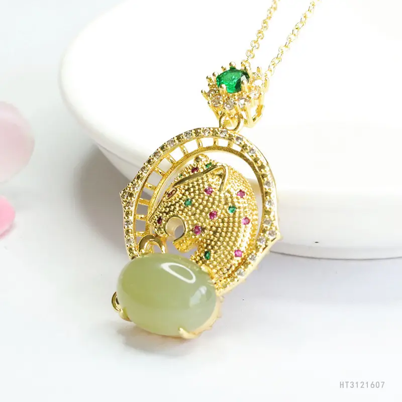 Guan Yu Jade Pendant Clear Water Leopard Necklace - Image 3