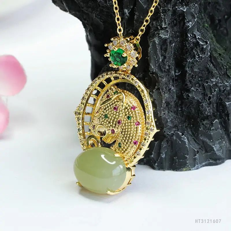 Guan Yu Jade Pendant Clear Water Leopard Necklace - Image 5