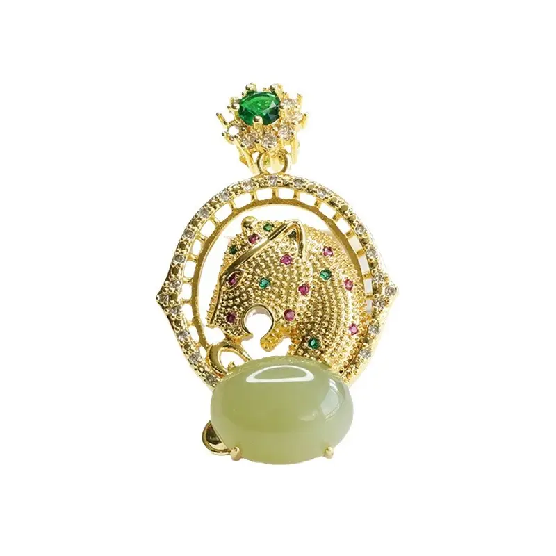 Guan Yu Jade Pendant Clear Water Leopard Necklace - Image 6