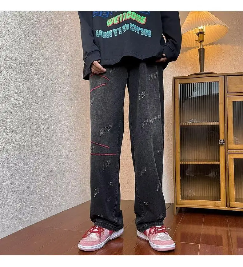 Men's Embroidered Distressed Jeans Winter American Retro — feature 14