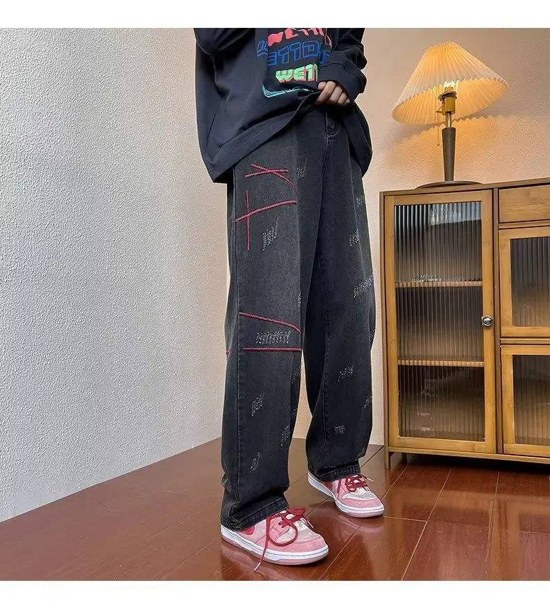 Men's Embroidered Distressed Jeans Winter American Retro — feature 15